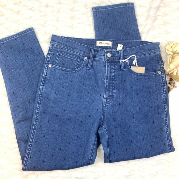 SOLD*Madewell Slim Straight Jeans Navy Dot Edition - Picture 4 of 13